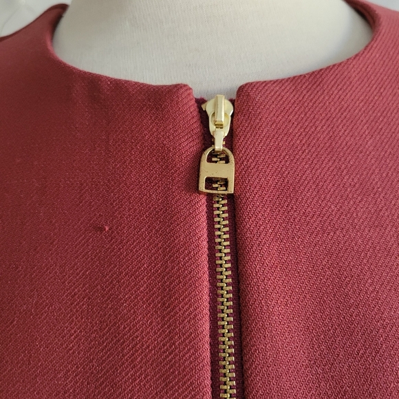 NWT Anne Klein Collection Zip Front Dress • Ruby Wine • Gold Zip • Sz 8 - Picture 3 of 7